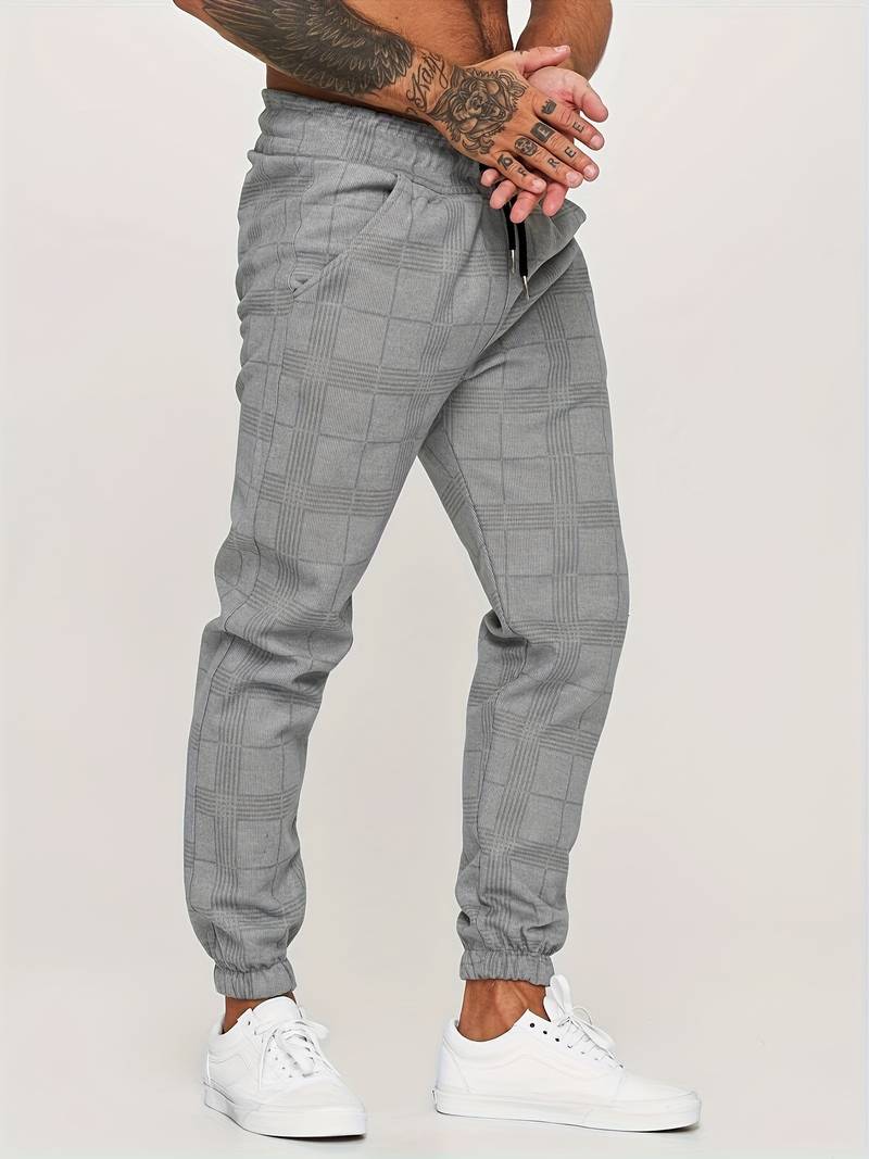 Cleo Men's Jogger Pants | Slim Fit Checked Design, Comfortable Fabric 1