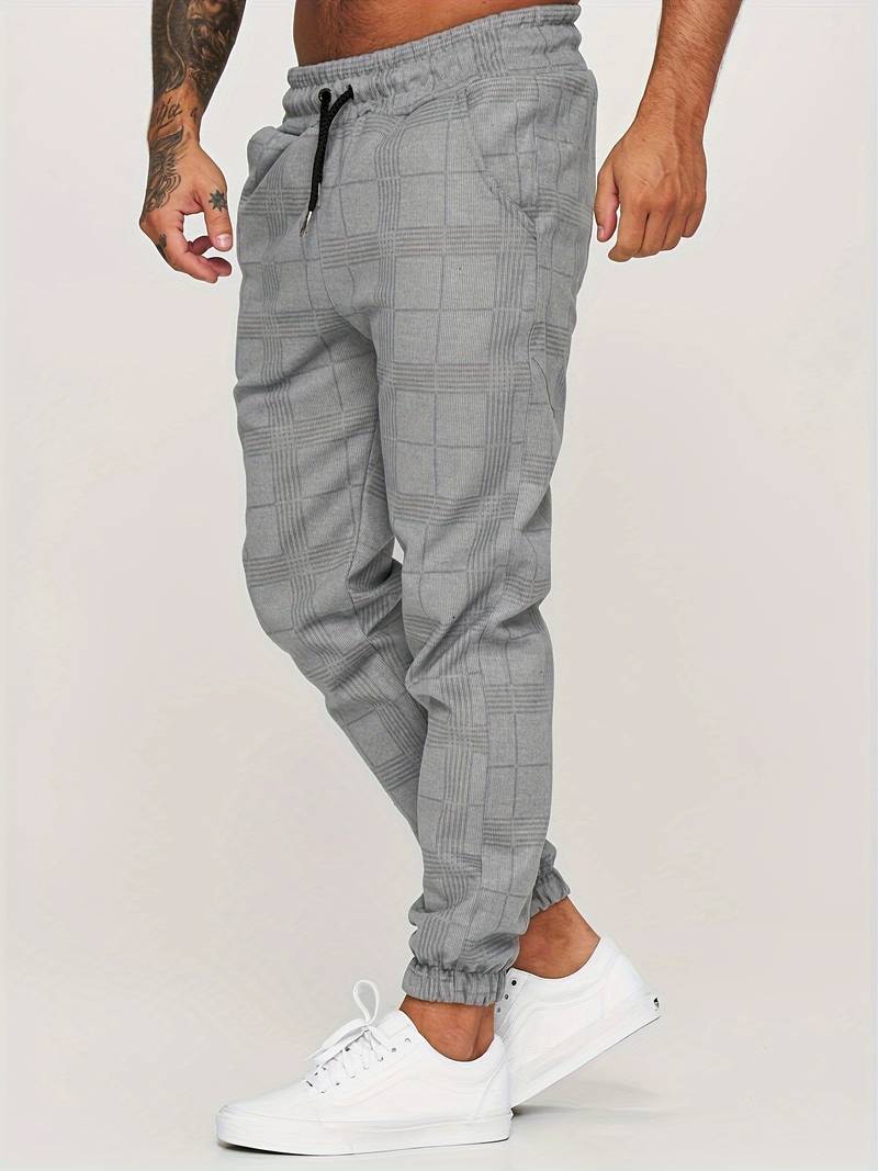 Cleo Men's Jogger Pants | Slim Fit Checked Design, Comfortable Fabric 2