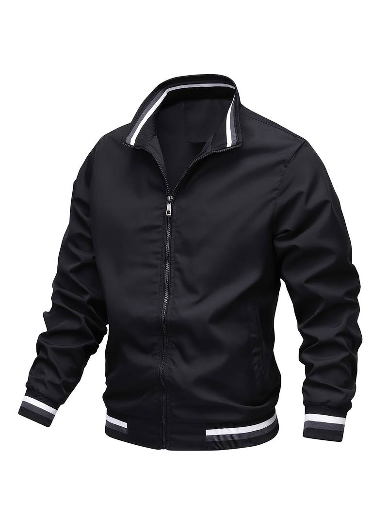 Dapper Men's Jacket | Striped Design, Casual Polyester Bomber 5