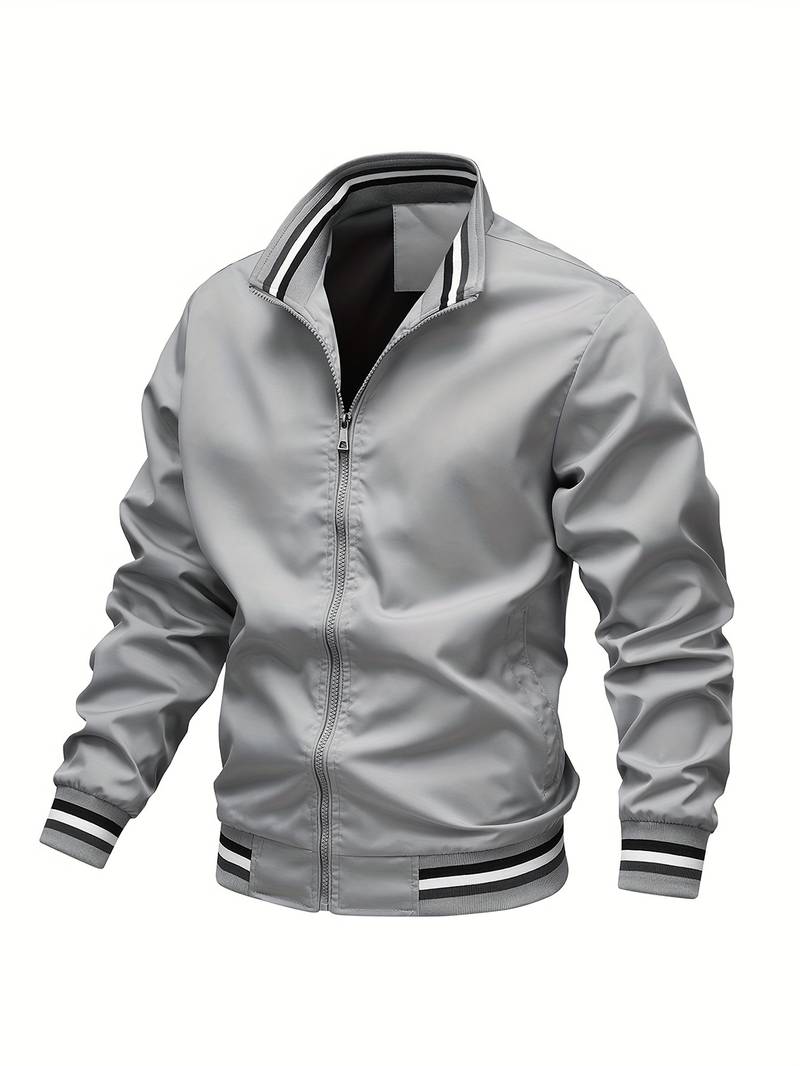 Dapper Men's Jacket | Striped Design, Casual Polyester Bomber 7