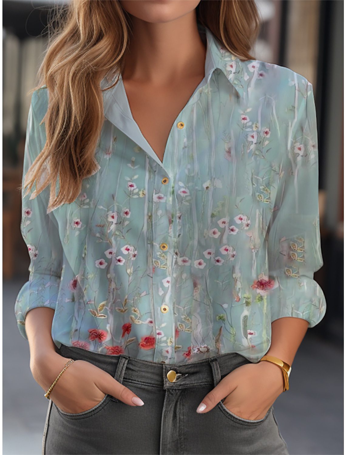 Fiona Women's Blouse | Floral Pattern, Long Sleeve, Relaxed Fit 9