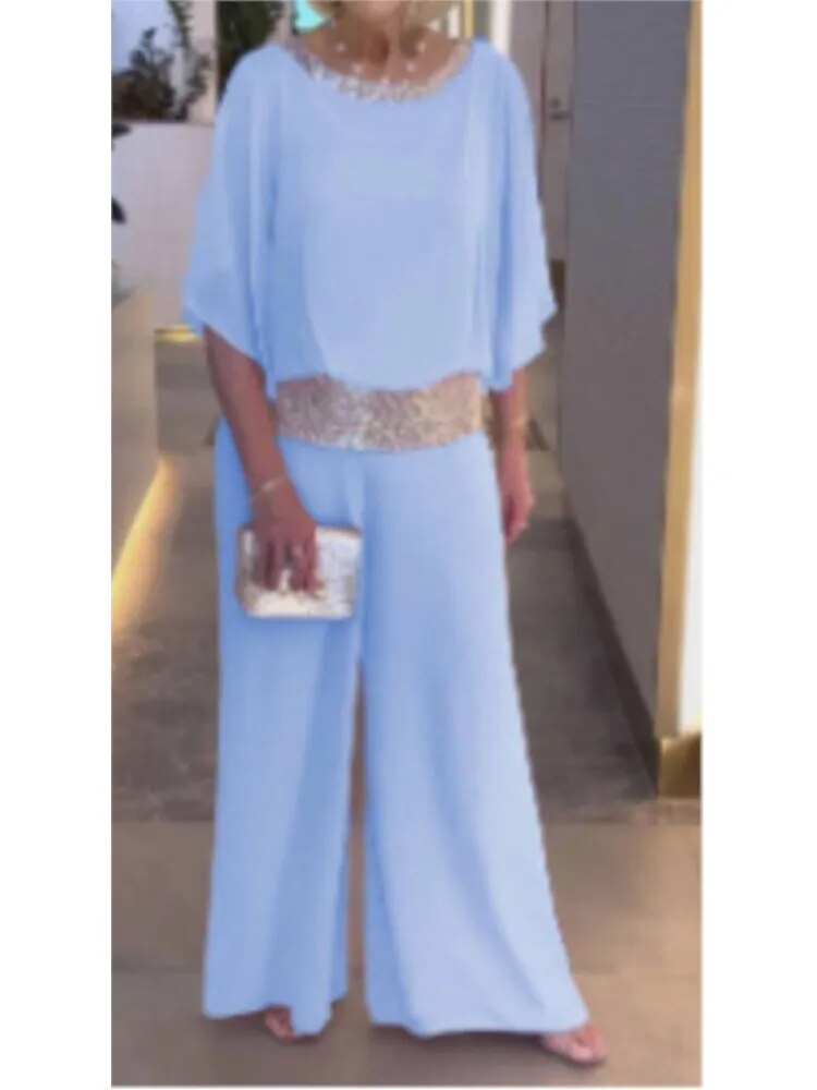 Fiona Women's Outfit | Sequined Blouse & Wide-Leg Trousers, Chic Summer Style 2