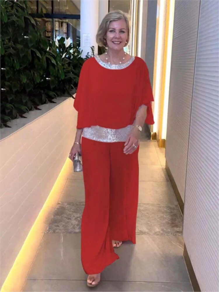 Fiona Women's Outfit | Sequined Blouse & Wide-Leg Trousers, Chic Summer Style 5