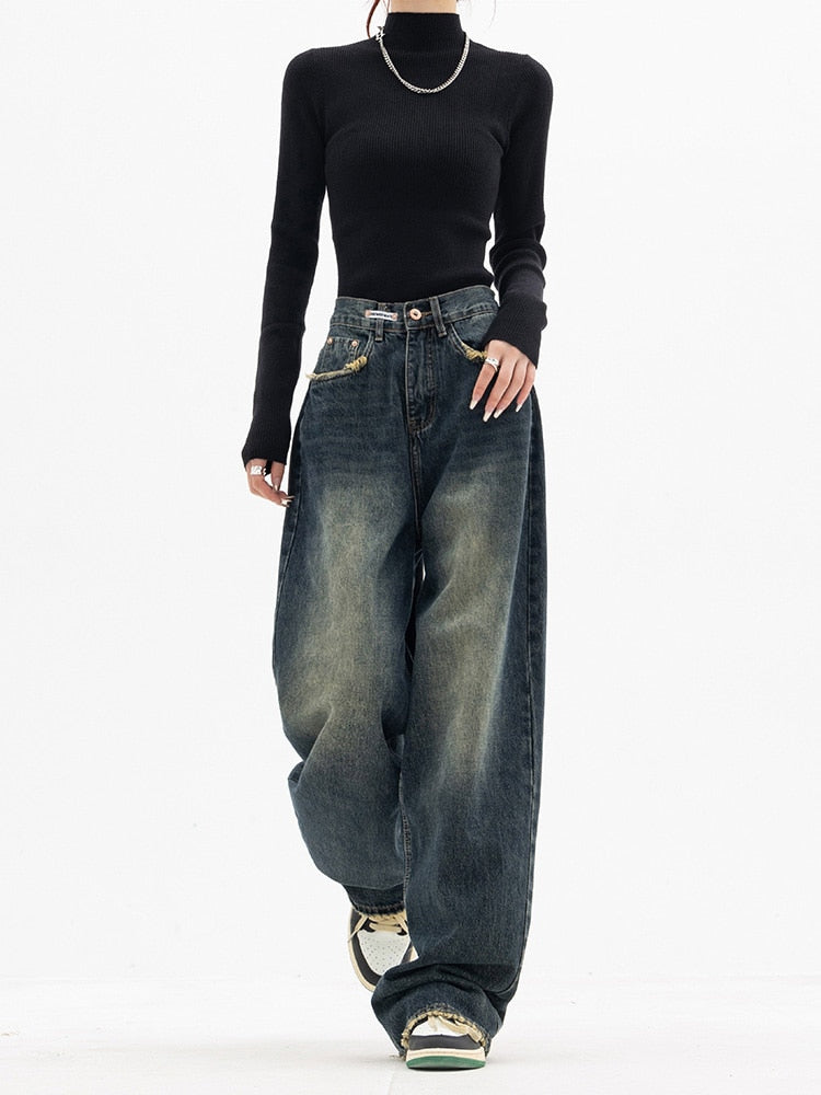 Lena Women's Baggy Jeans | Vintage-Inspired Blue Streetwear 0