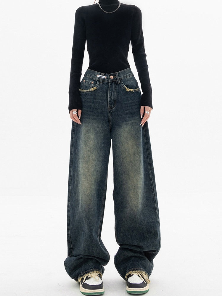 Lena Women's Baggy Jeans | Vintage-Inspired Blue Streetwear 3