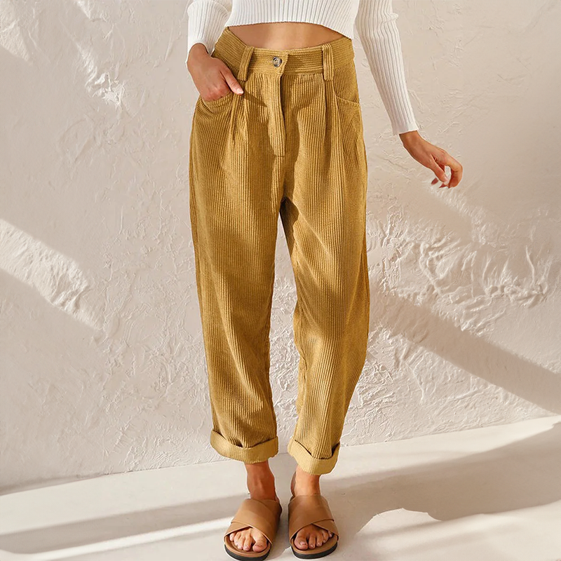 Lina Women's Trousers | High-Quality Ribbed Fabric 0