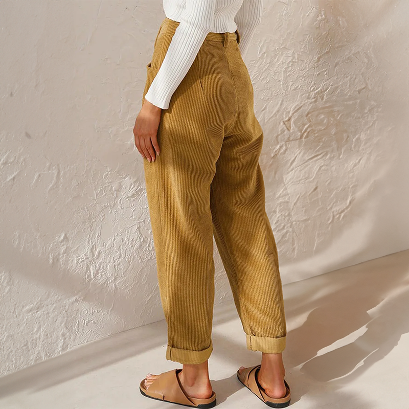 Lina Women's Trousers | High-Quality Ribbed Fabric 1