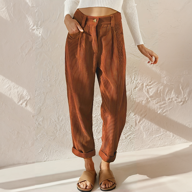 Lina Women's Trousers | High-Quality Ribbed Fabric 2