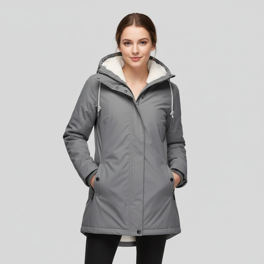 Long Winter Jacket with Hood and Cozy Lining – Waterproof Mid-Length Winter Coat for Women 0