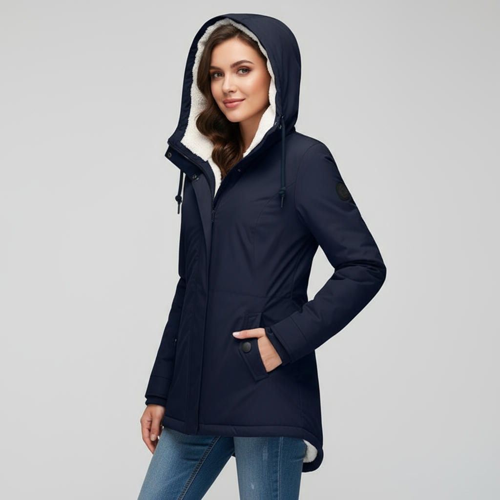 Long Winter Jacket with Hood and Cozy Lining – Waterproof Mid-Length Winter Coat for Women 2