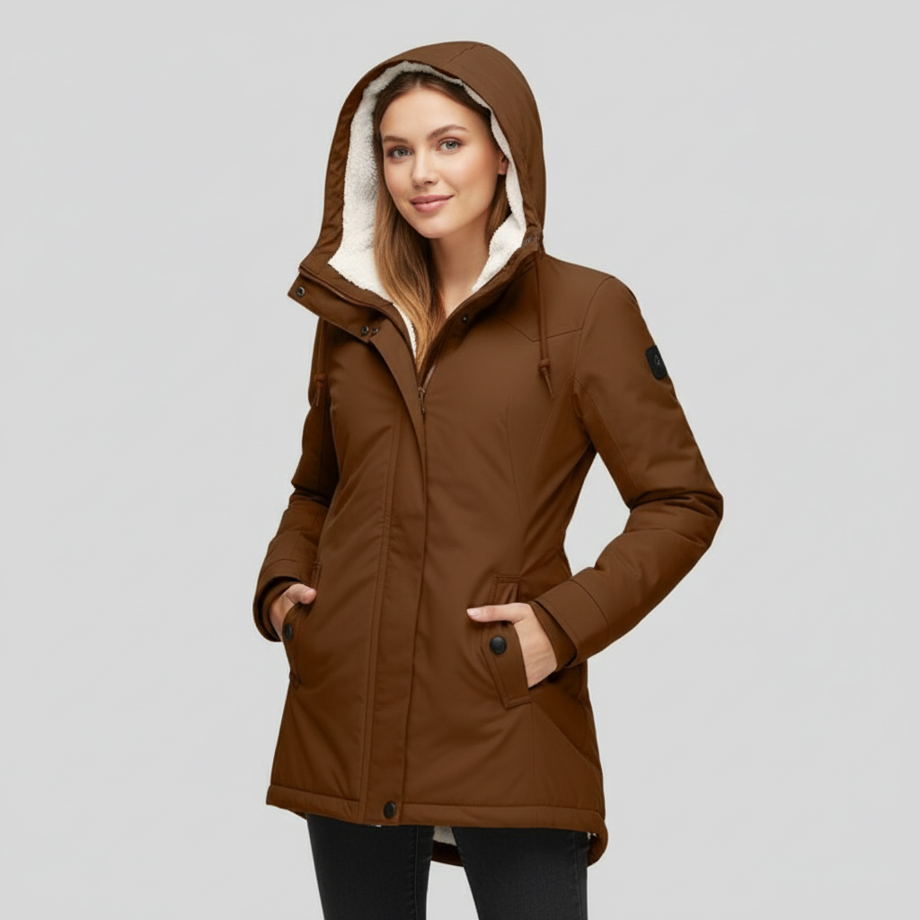 Long Winter Jacket with Hood and Cozy Lining – Waterproof Mid-Length Winter Coat for Women 3