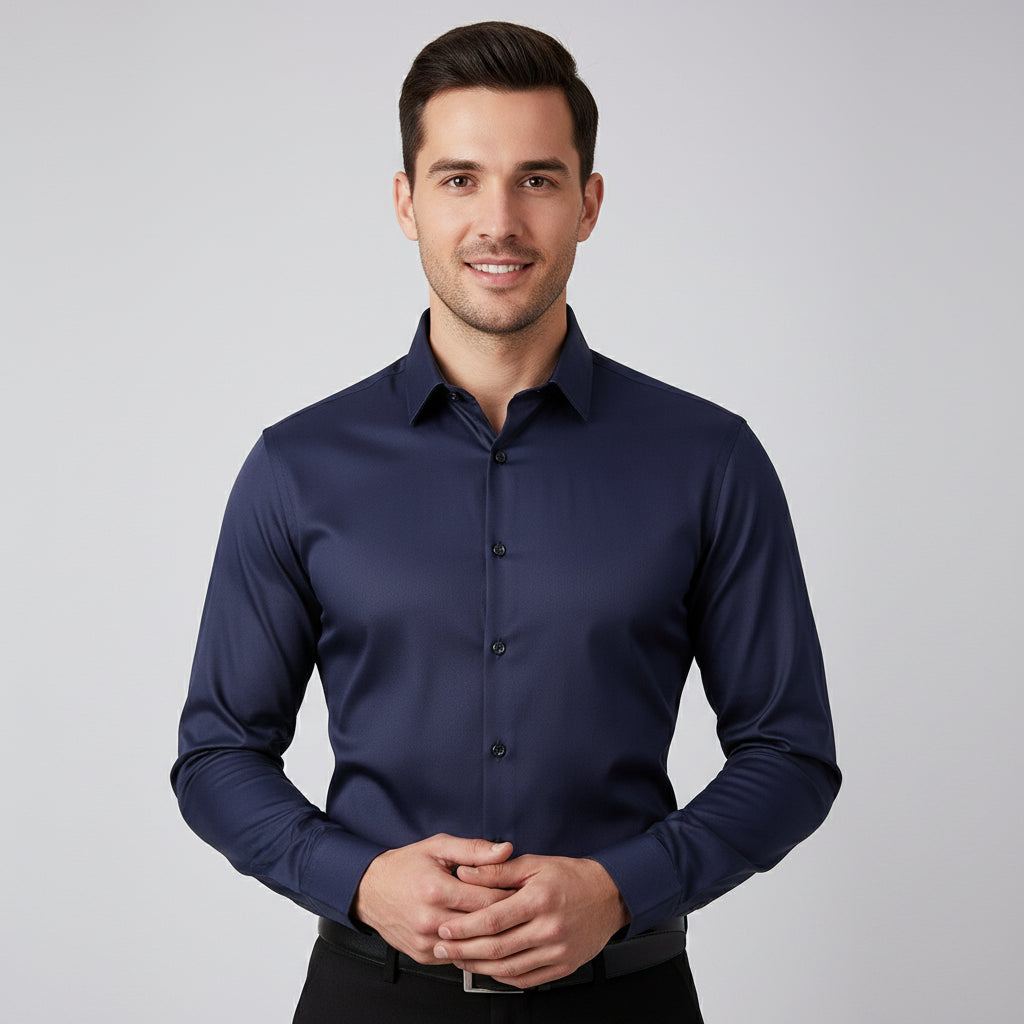 Men's Dress Shirt, Non-Iron Stretch Slim Fit, Breathable Fabric, Long Sleeves, Moisture-Wicking 3