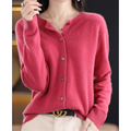 Mira Women's Cardigan Sweater | 100% Merino Wool, Elegant O-neck 0