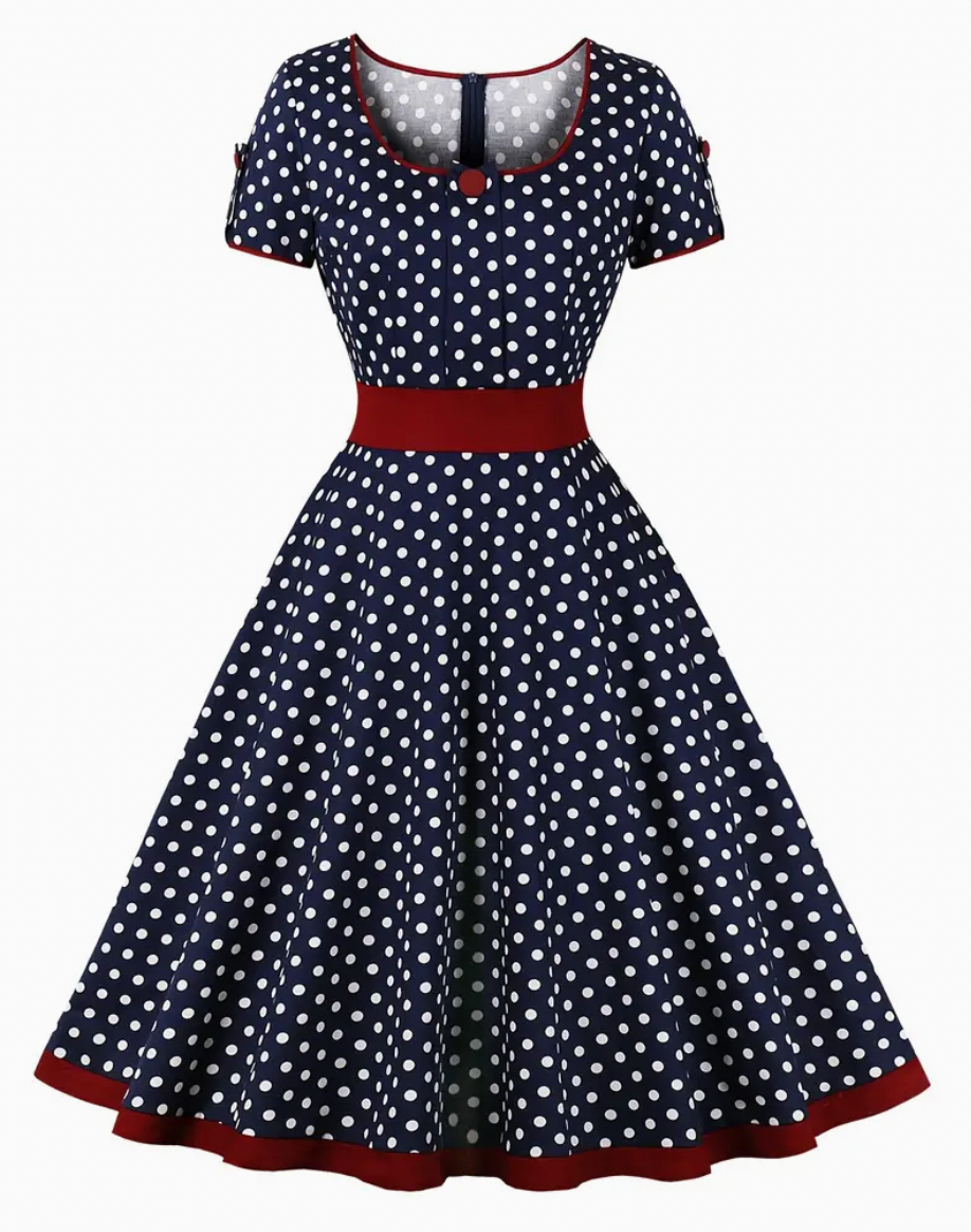 Roxy Women's A-Line Dress | Vintage Polka Dot, Swing Skirt 1