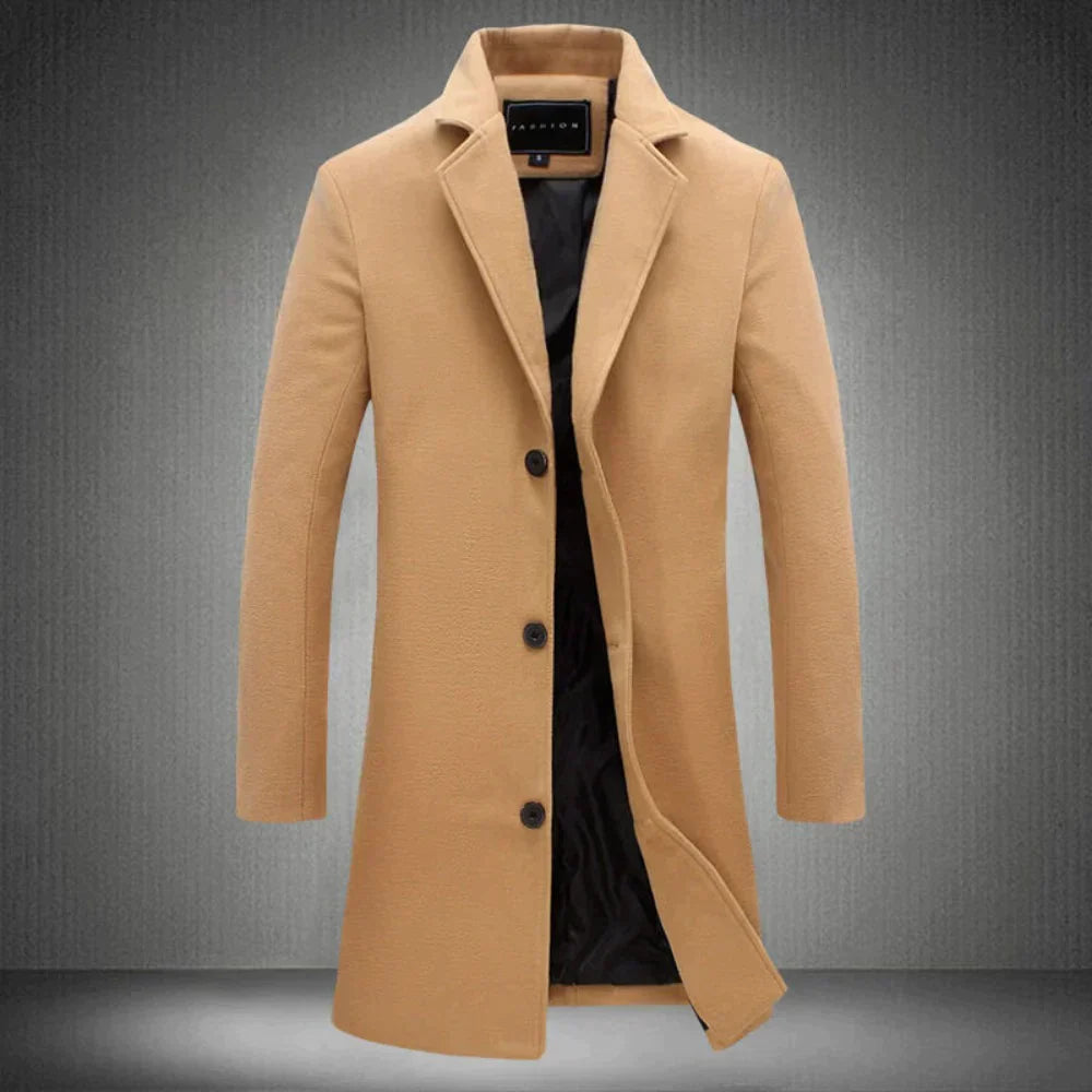 Terrence Men's Overcoat | Water-Repellent Wool Blend, Elegant Design 2