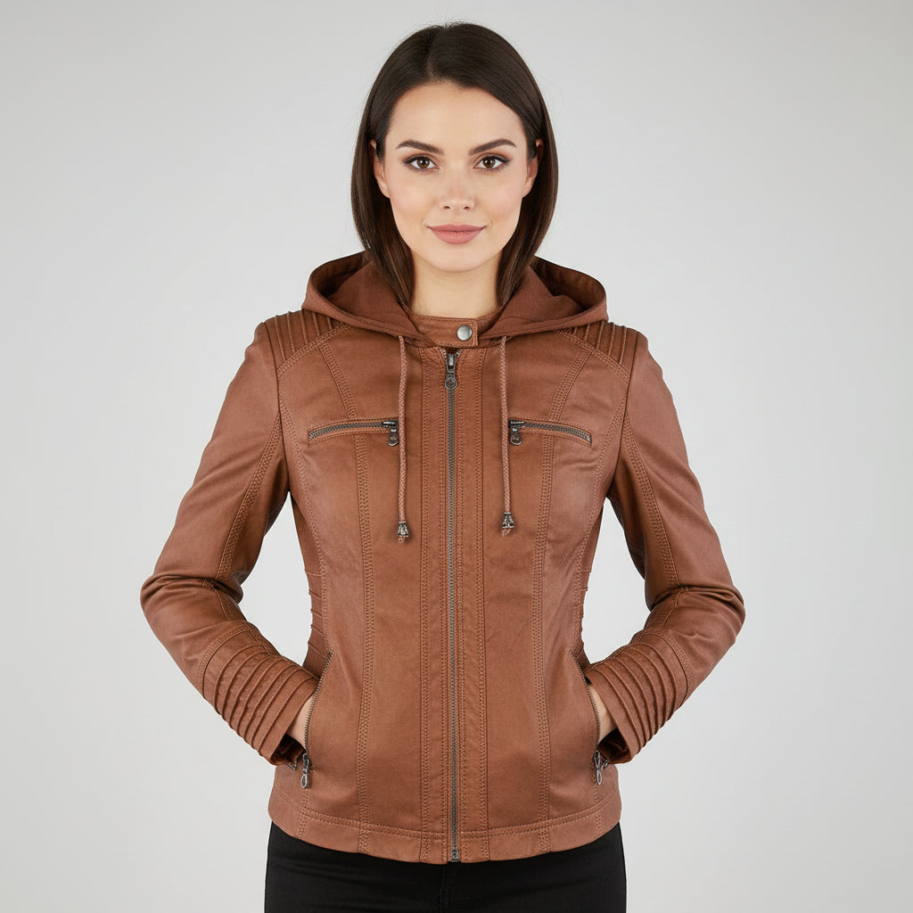 Weatherproof Women's Jacket with Detachable Hood – Elegant and Durable All-Season Coat, Sizes S-3XL 0