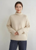 Women's Turtleneck Sweater in Beige, Gray, Khaki - Comfortable Knitwear for Timeless Style, Sizes S-XL 0
